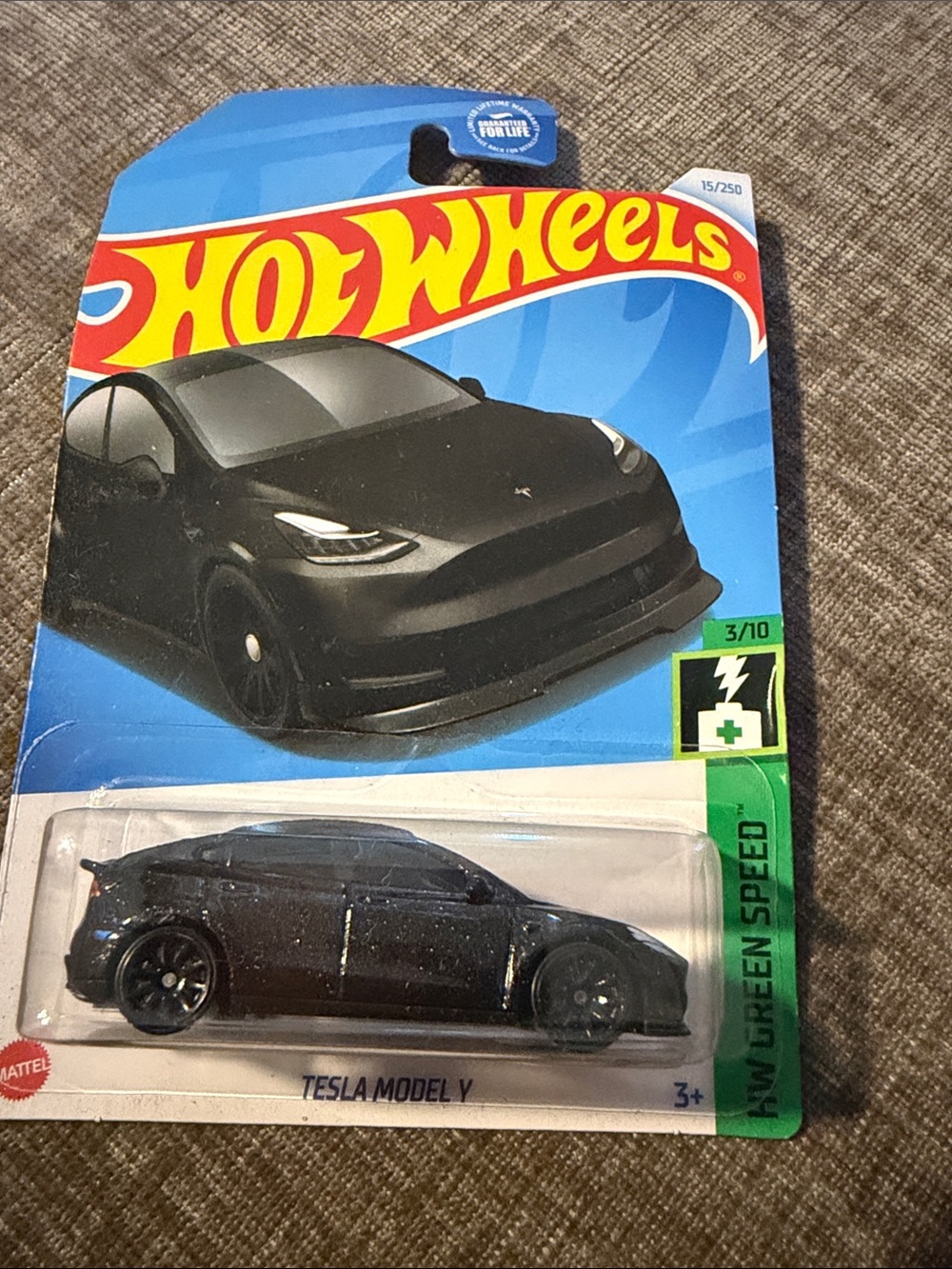 Hot‎ Wheels Tesla Model Y HW Green Speed 3/10 Black Electric Vehicle